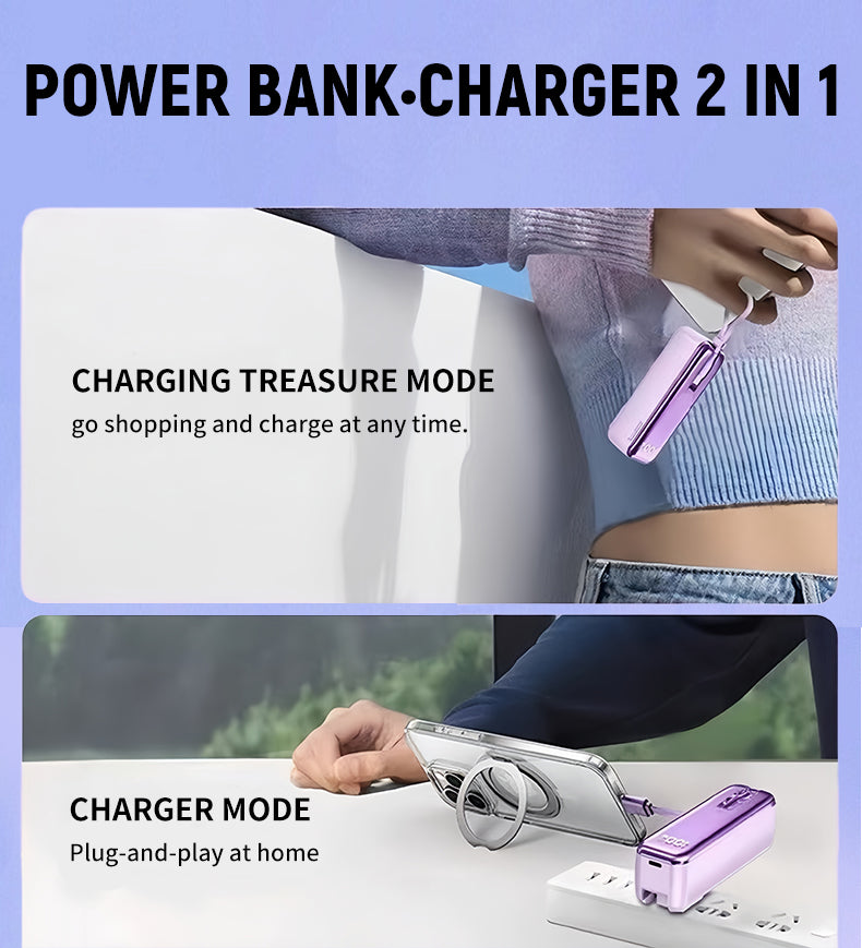 With its own line 5000 mAh AC plug 22.5W fast charging multicolor optional Power Bank