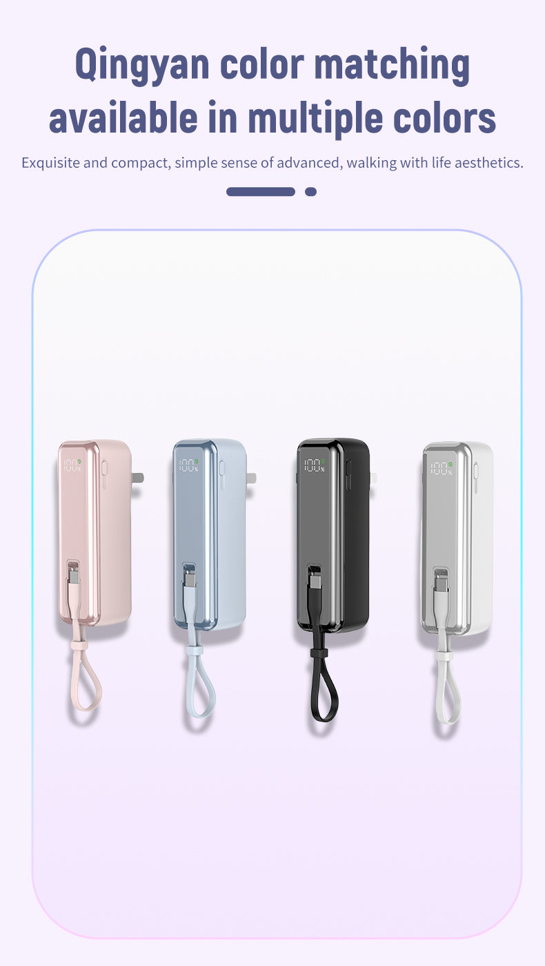 With its own line 5000 mAh AC plug 22.5W fast charging multicolor optional Power Bank