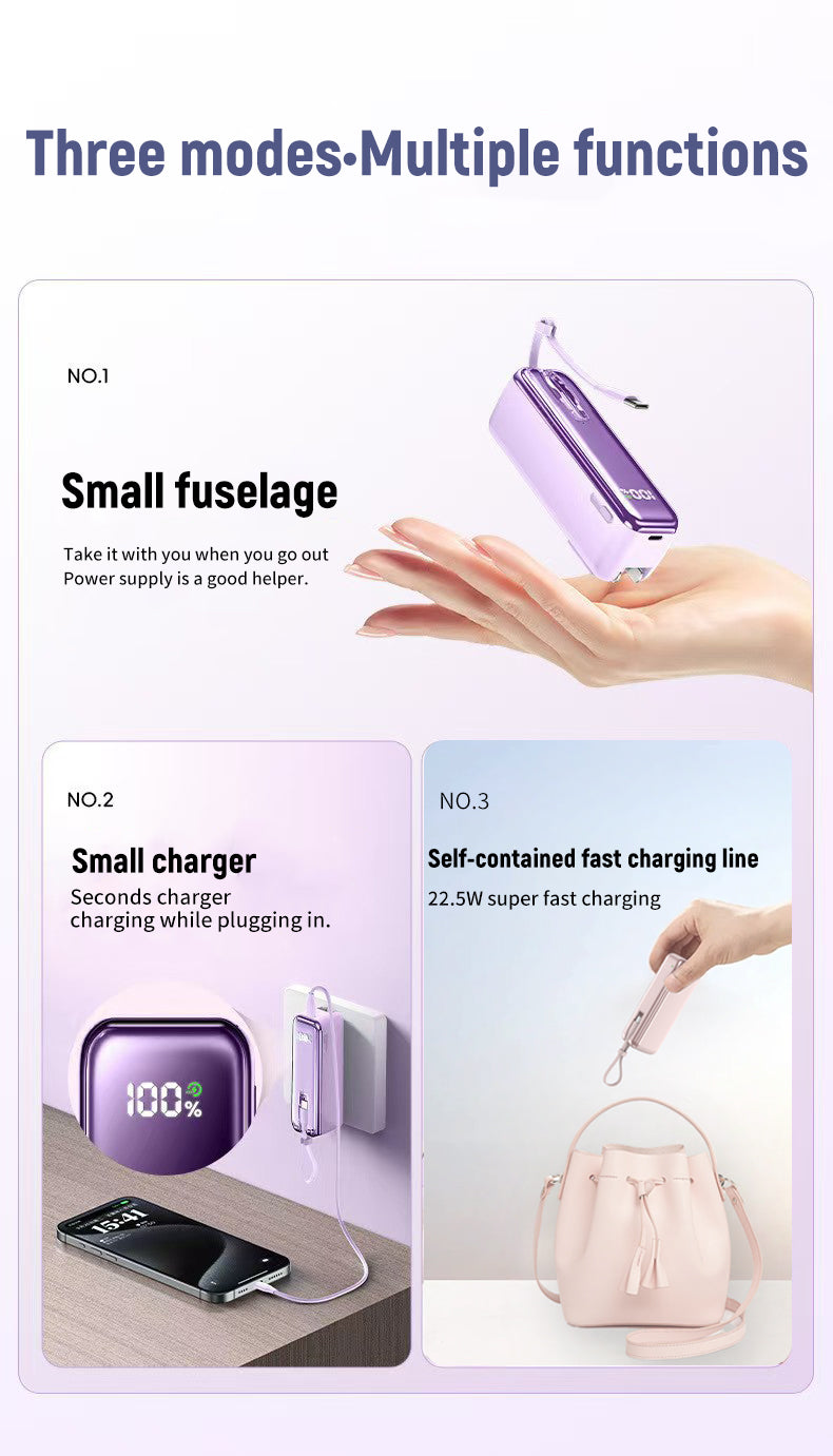 With its own line 5000 mAh AC plug 22.5W fast charging multicolor optional Power Bank