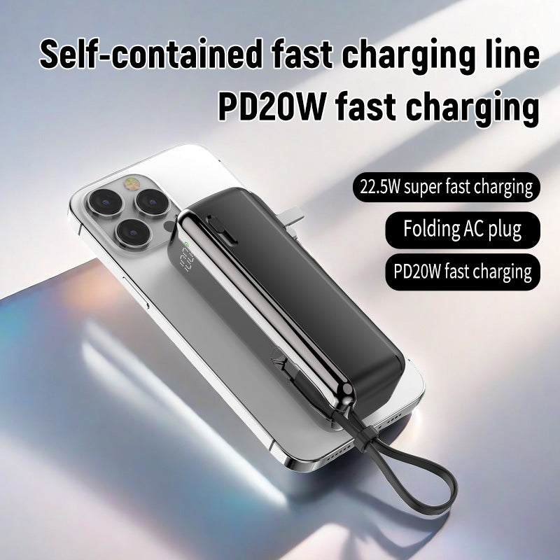 With its own line 5000 mAh AC plug 22.5W fast charging multicolor optional Power Bank