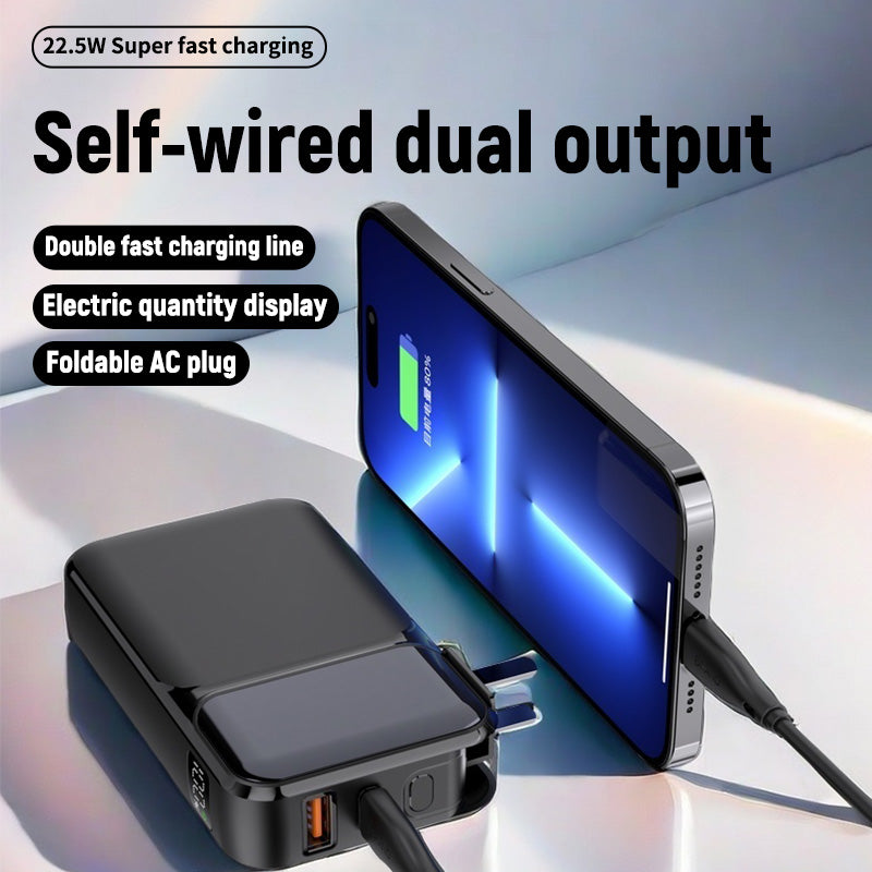 10000 mAh 22.5W fast-charging folding plug with its own line mobile power bank