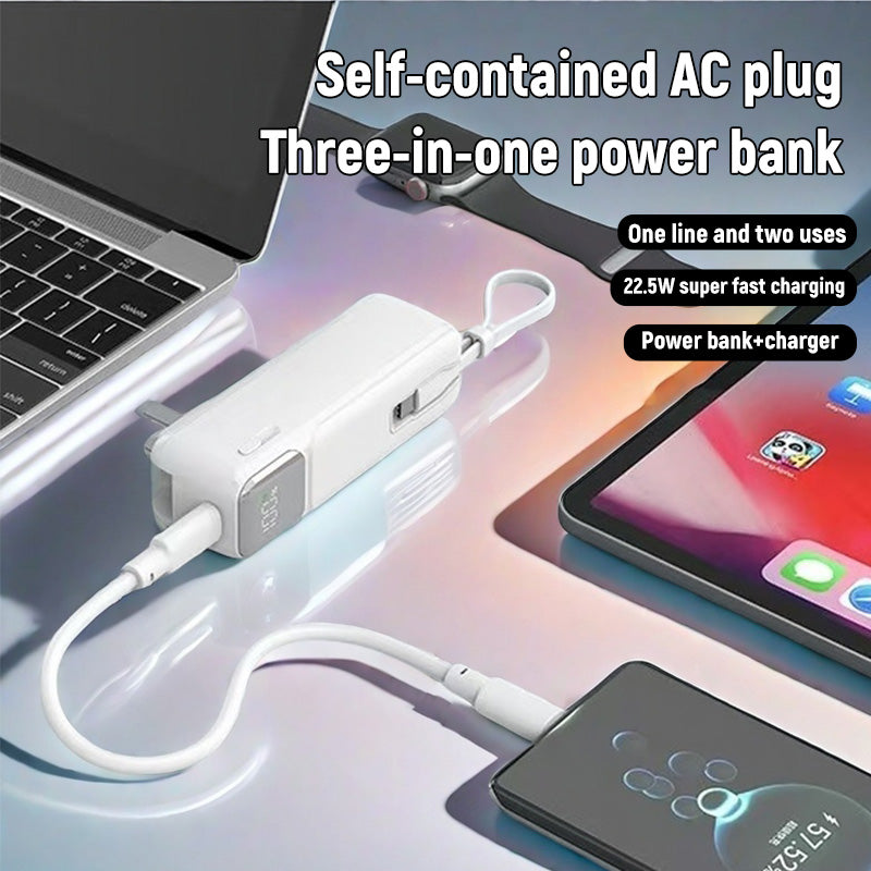 Self-contained AC plug 22.5W fast charging intelligent digital display charging 5000 mAh Power Bank