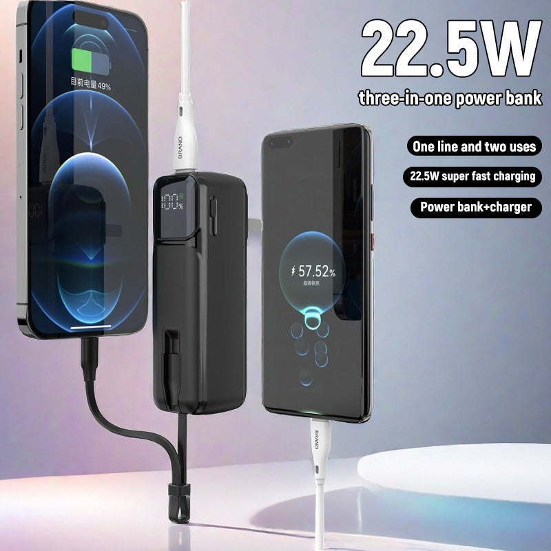 Self-contained AC plug 22.5W fast charging intelligent digital display charging 5000 mAh Power Bank