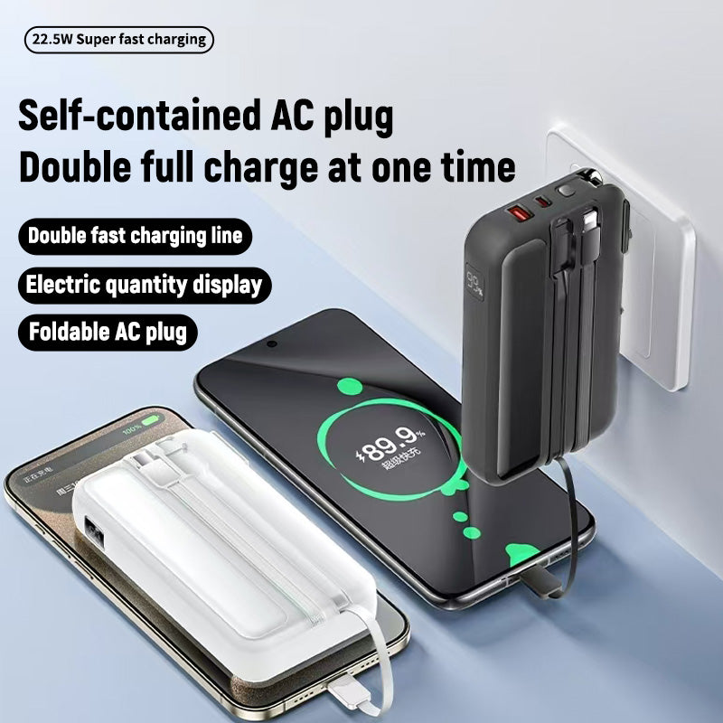 10000 mAh 22.5W fast-charging folding plug with its own line mobile power bank