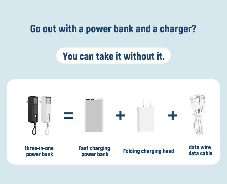 Self-contained AC plug 22.5W fast charging intelligent digital display charging 5000 mAh Power Bank