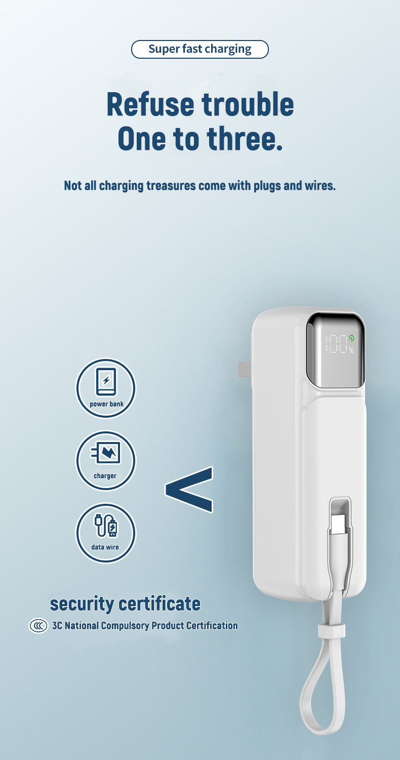 Self-contained AC plug 22.5W fast charging intelligent digital display charging 5000 mAh Power Bank