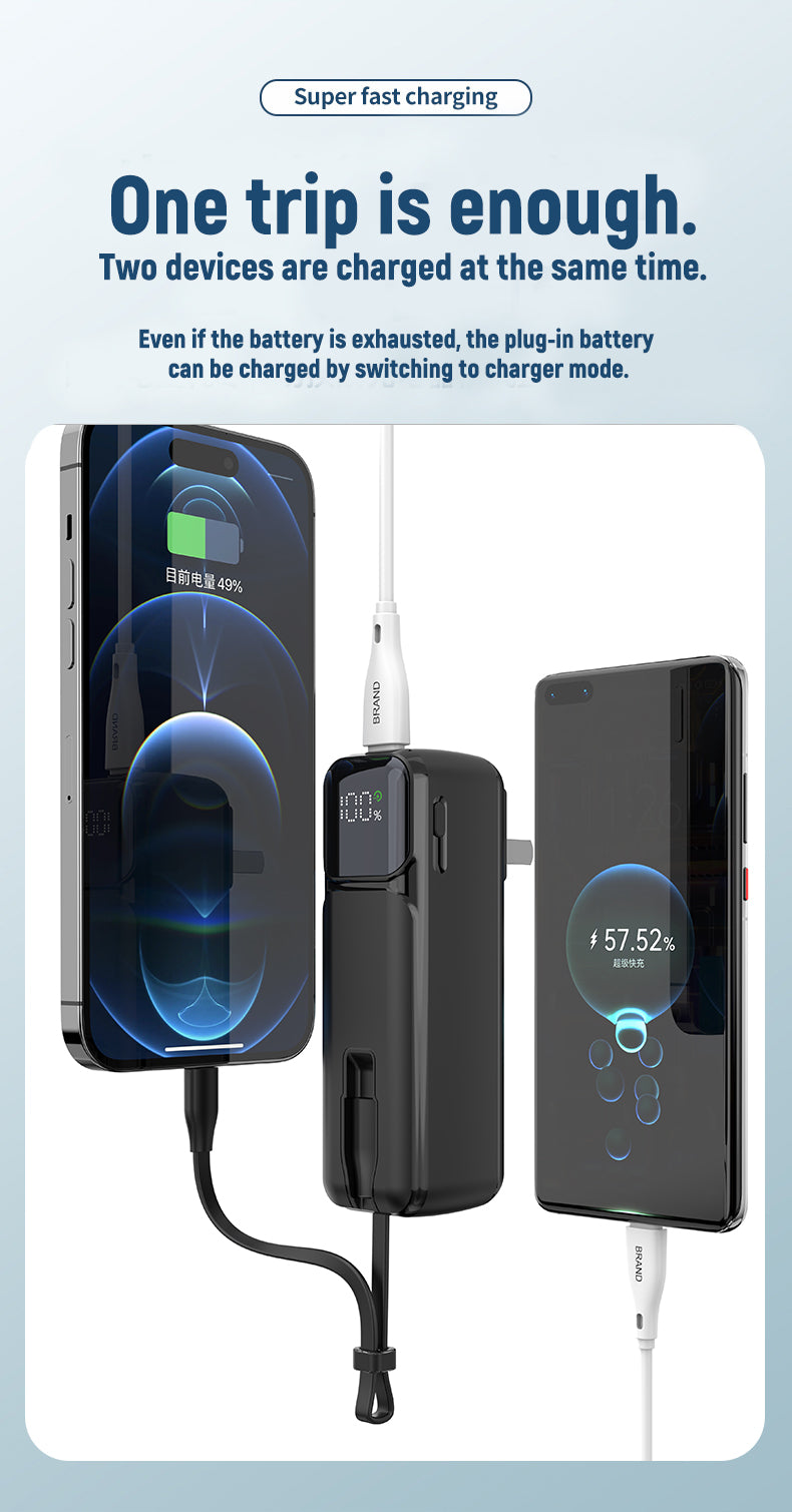 Self-contained AC plug 22.5W fast charging intelligent digital display charging 5000 mAh Power Bank