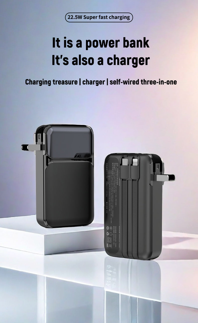 10000 mAh 22.5W fast-charging folding plug with its own line mobile power bank