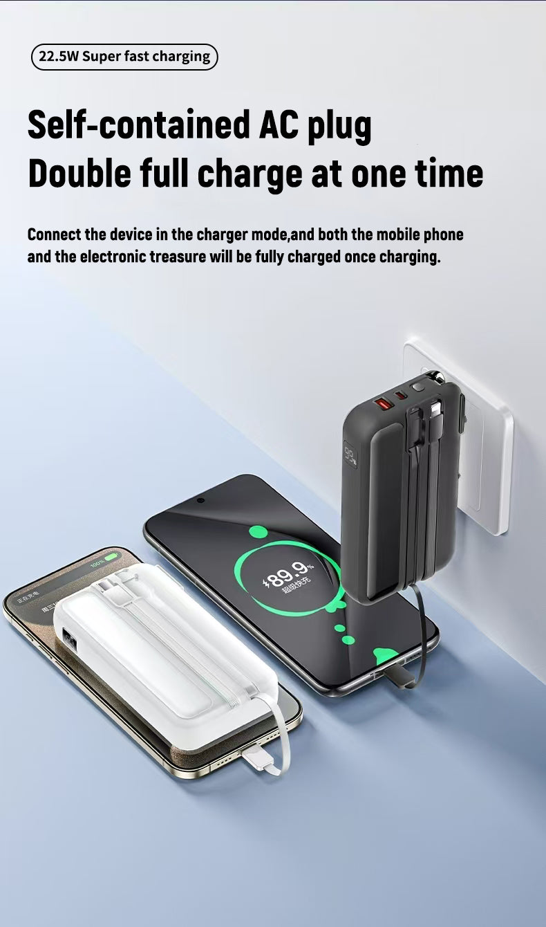 10000 mAh 22.5W fast-charging folding plug with its own line mobile power bank