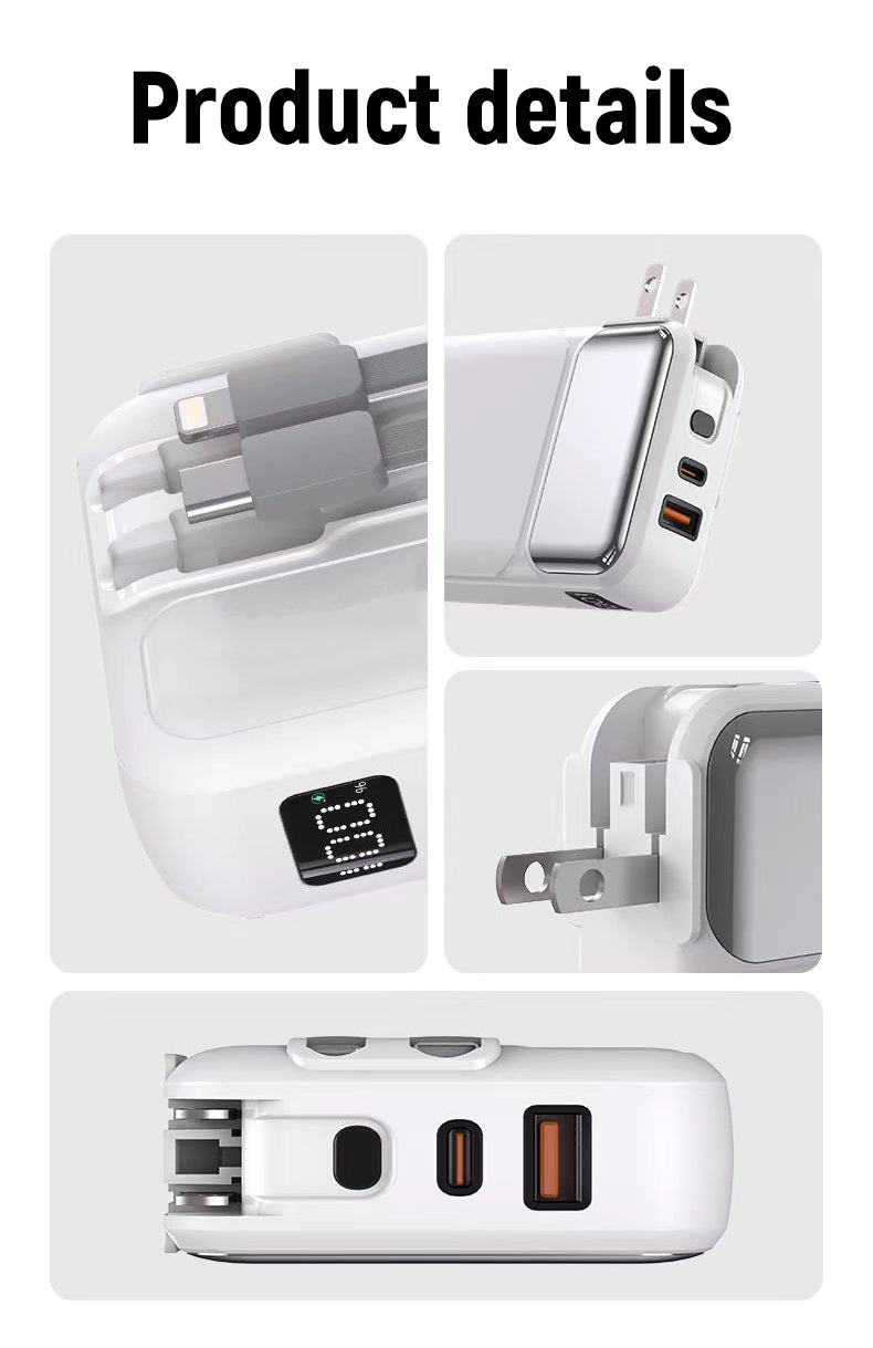 10000 mAh 22.5W fast-charging folding plug with its own line mobile power bank