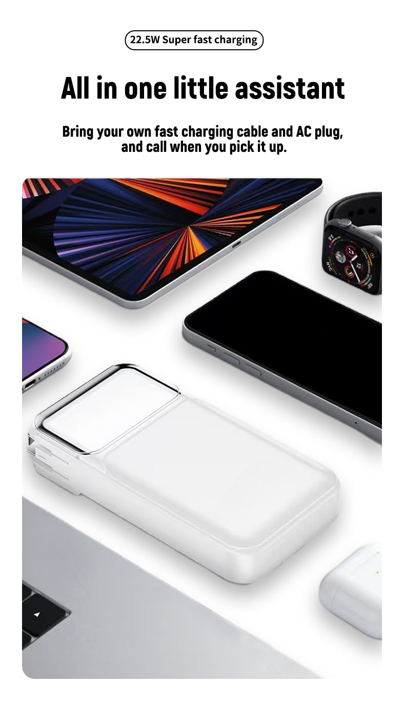 10000 mAh 22.5W fast-charging folding plug with its own line mobile power bank