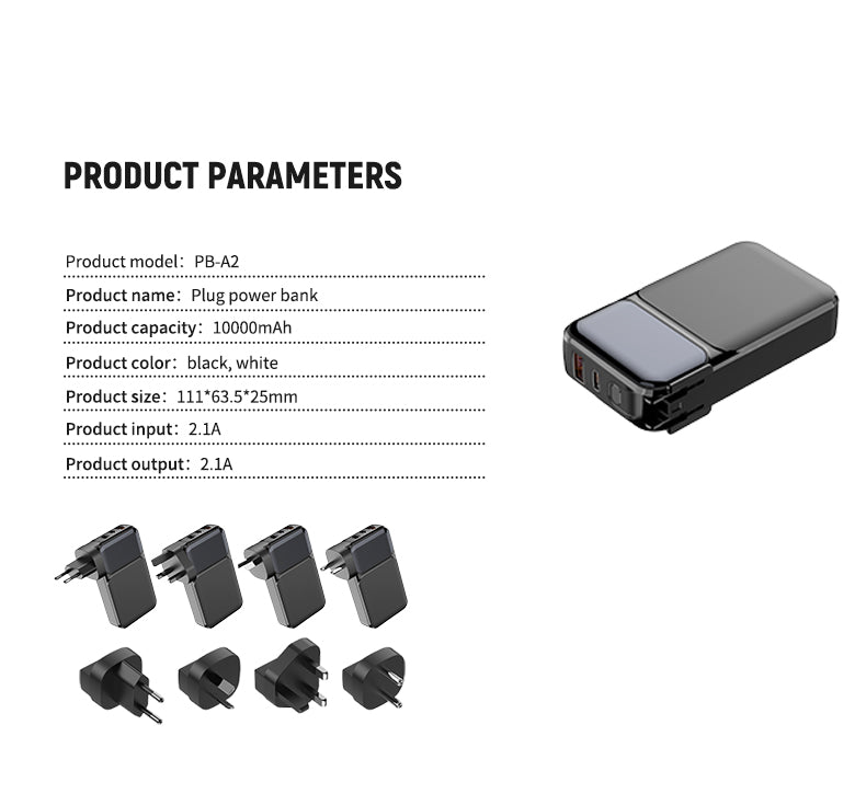 10000 mAh 22.5W fast-charging folding plug with its own line mobile power bank