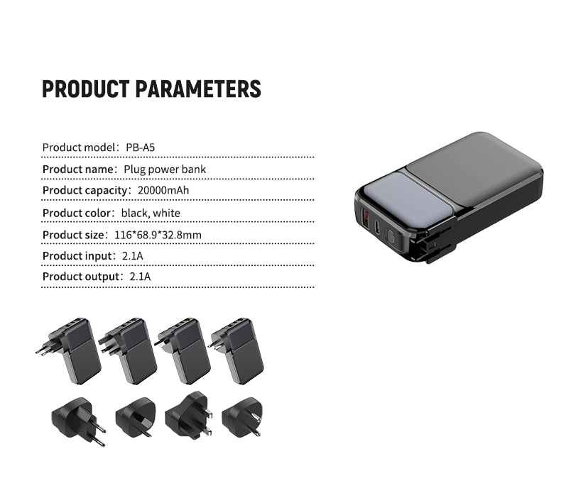 20000 mAh 22.5W fast-charging folding plug with its own line mobile power bank