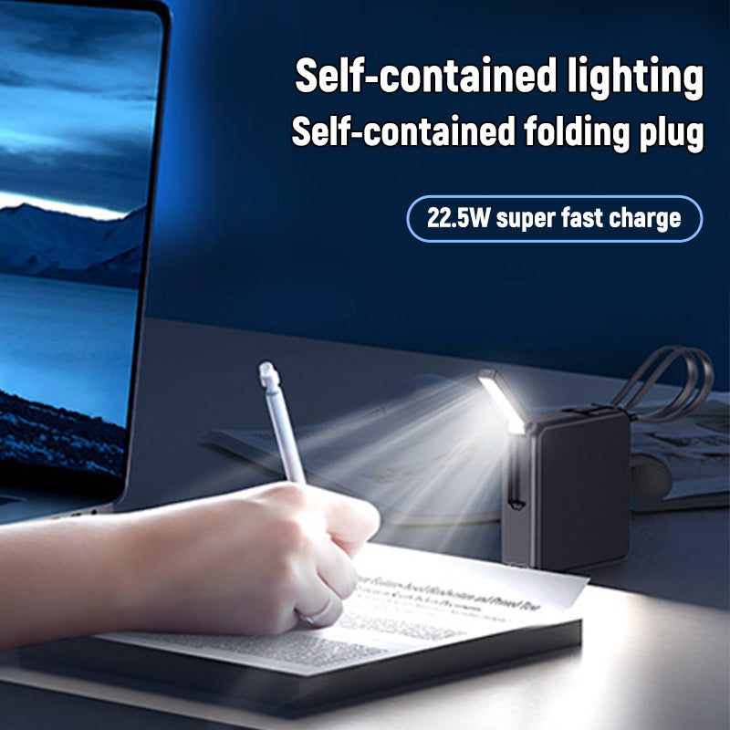 Wireless 15W mobile power AC plug two-in-one lanyard with 10000 mAh super LED lamp Power Bank